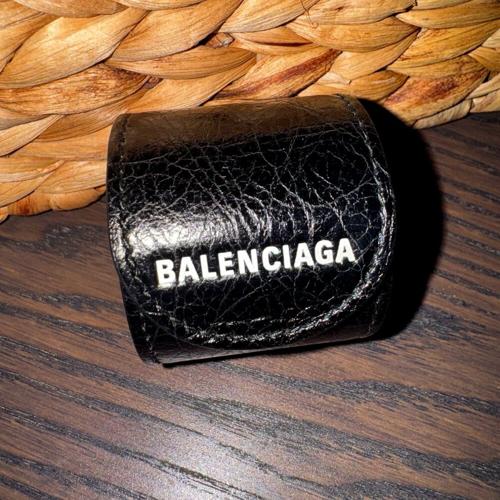 Balenciaga Black Leather Cycle Bracelet